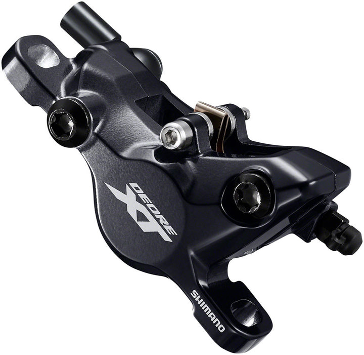 Pinza de freno de disco Shimano XT BR-M8100 - Pastillas de metal de 2 pistones con montaje posterior y aletas negras