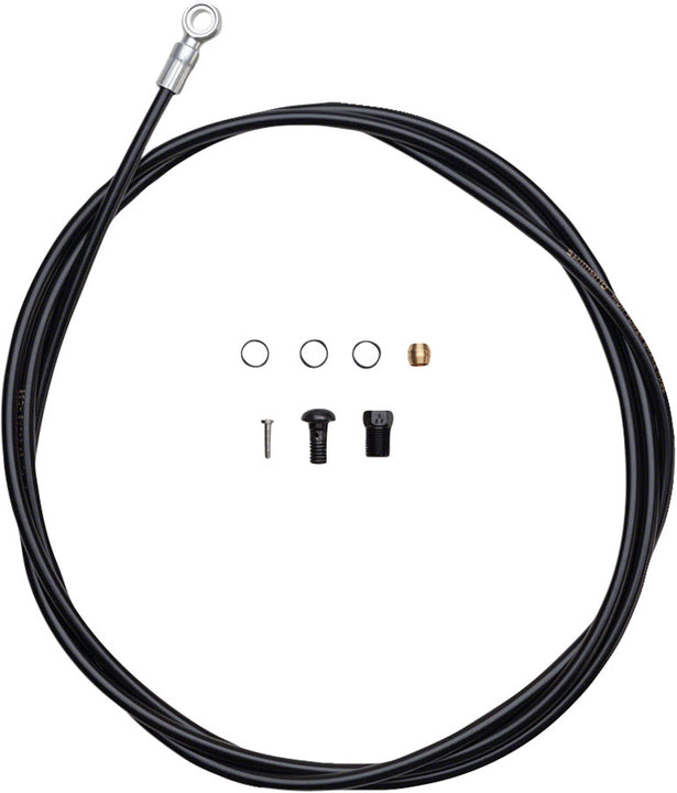 Kit de latiguillos de freno de disco de alta presión Shimano SM-BH90-SBS - Conector de pinza banjo plateado largo de 1700 mm (negro)