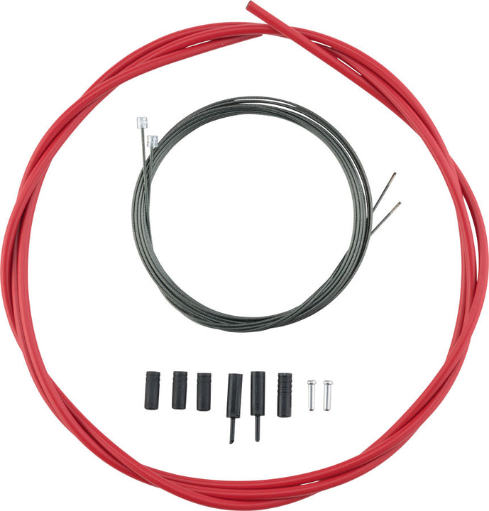 Juego de cable y funda para desviador Shimano Road Optislick, color rojo