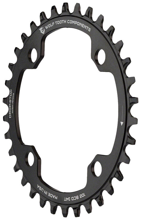 Plato Wolf Tooth 102 BCD - 32 dientes, 102 BCD, 4 tornillos, tope de caída para bielas Shimano XTR M960, color negro