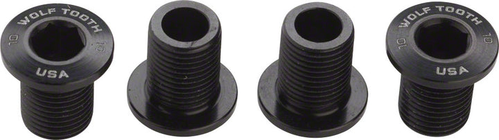 Juego de tornillos para plato Wolf Tooth de 104 x 30 dientes, 10 mm de largo, 4 piezas, color negro