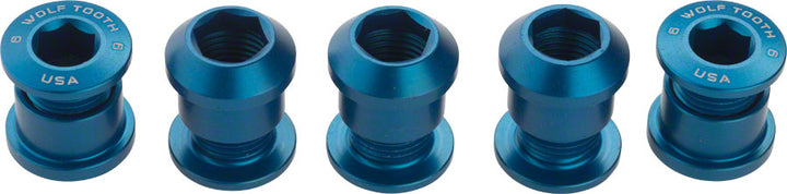 Juego de 1 perno para plato Wolf Tooth - Juego de 5 tornillos hexagonales dobles de 6 mm, color azul