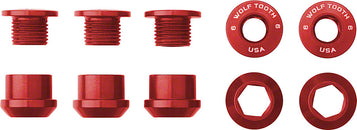Juego de 1 perno para plato Wolf Tooth - Juego de 5 tornillos hexagonales dobles de 6 mm (rojo)