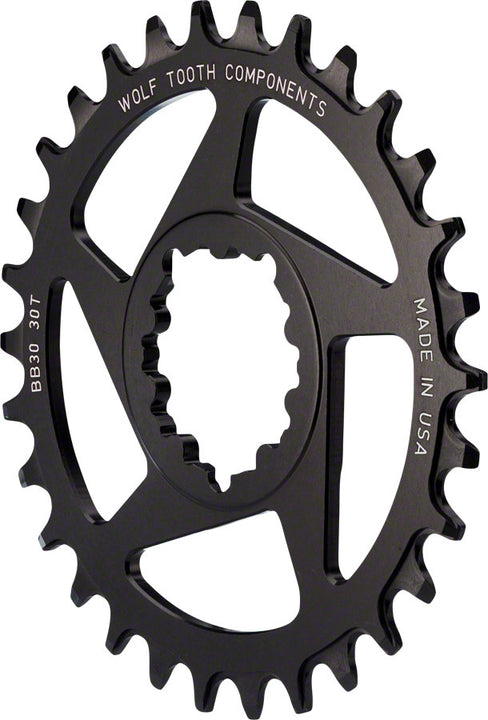 Plato de montaje directo Wolf Tooth de 32 dientes con SRAM de montaje directo Drop-Stop A para bielas BB30 de eje corto, desplazamiento de 0 mm, color negro