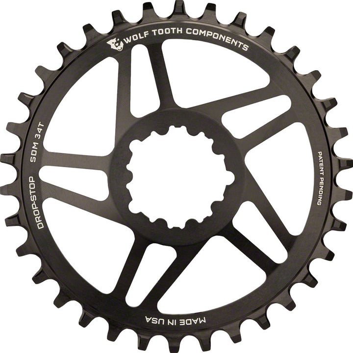 Plato Wolf Tooth de montaje directo - 30 dientes SRAM de montaje directo Drop-Stop A para bielas SRAM de 3 tornillos, desplazamiento de 6 mm, negro