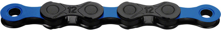 Cadena KMC DLC 12 - 12 velocidades, 126 eslabones, color negro/azul