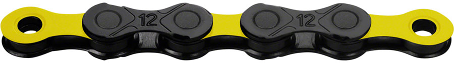 Cadena KMC DLC 12 - 12 velocidades, 126 eslabones, color negro/amarillo