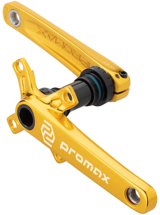 Juego de bielas Promax CF-2 (165 mm, eje de 24 mm, 2 piezas, 68 mm, pedalier inglés incluido, dorado)