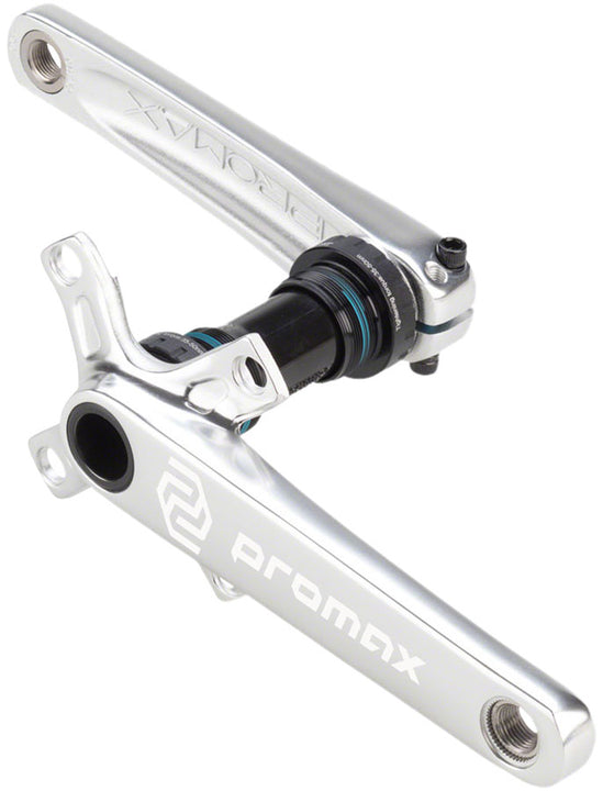Juego de bielas Promax CF-2 (165 mm, eje de 24 mm, 2 piezas, 68 mm, pedalier inglés incluido), color plateado