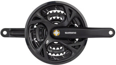 Juego de bielas Shimano Acera FC-M371-L - 175 mm, 9 velocidades, 48/36/26 dientes, cono cuadrado remachado, interfaz de eje JIS, negro