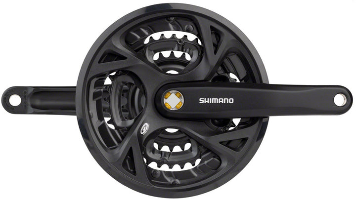 Juego de bielas Shimano Acera FC-M371-L - 175 mm, 9 velocidades, 48/36/26 dientes, cono cuadrado remachado, interfaz de eje JIS, negro