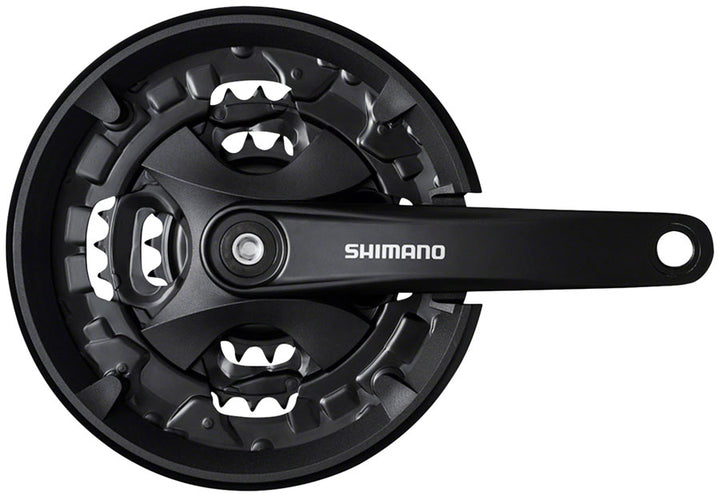 Juego de bielas Shimano FC-MT101 - 175 mm, 9 velocidades, 40/30/22 dientes, eje cuadrado JIS, línea de cadena de 50 mm, color negro