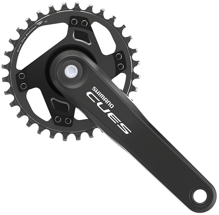 Juego de bielas Shimano CUES FC-U4000-1 - 170 mm, 9/10/11 velocidades, 32 dientes, cono cuadrado remachado, interfaz de eje JIS, negro
