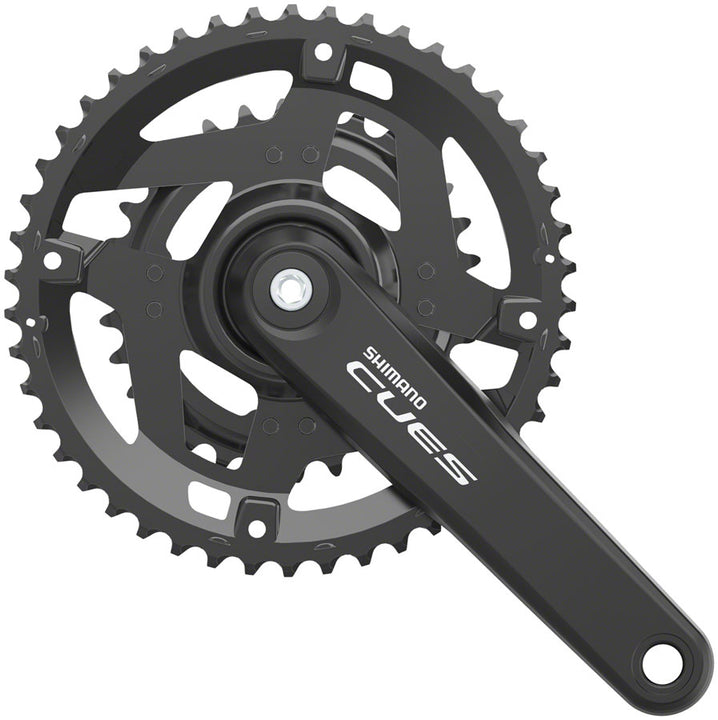 Juego de bielas Shimano CUES FC-4010-2 - 170 mm, 9/10 velocidades, 46/30 dientes, eje Hollowtech II remachado, interfaz negra