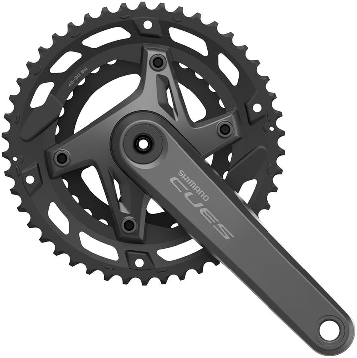 Juego de bielas Shimano CUES FC-U6000-2 - 175 mm, 9/10 velocidades, 46/30 dientes, asimétrico, 110 BCD, Hollowtech II BLK