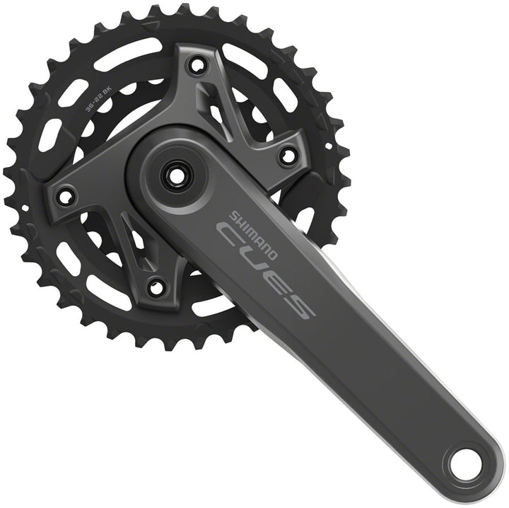 Juego de bielas Shimano CUES FC-U6000-2 - 175 mm, 9/10/11 velocidades, 36/22 dientes, asimétrico, 96 BCD, Hollowtech II BLK