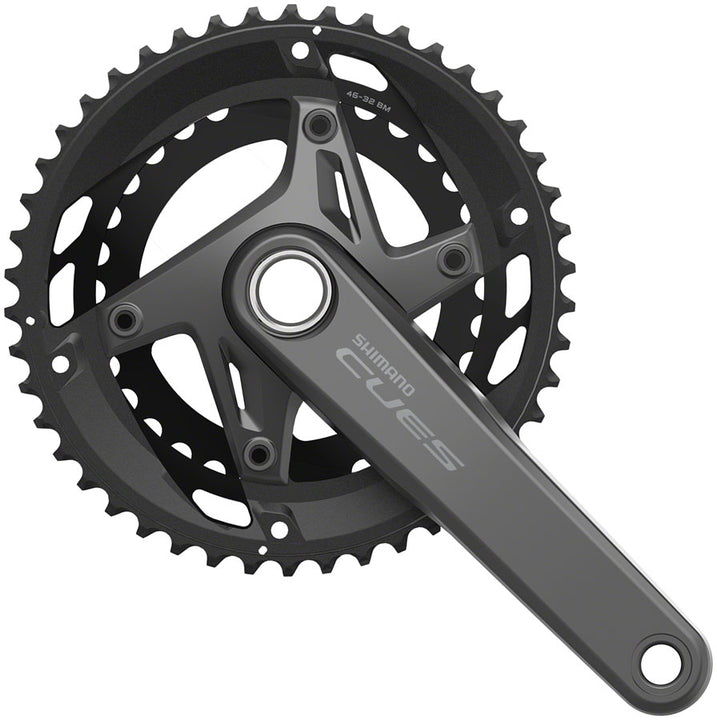 Juego de bielas Shimano CUES FC-U6010-2 - 170 mm, 11 velocidades, 46/32 dientes, asimétrico, 110 BCD, Hollowtech II, negro