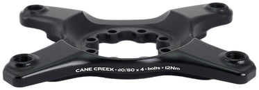 Araña de plato Cane Creek eeWings - 4 tornillos 110 80 BCD asimétrico, montaje de 8 tornillos, sistemas Shimano GRX 1x 2x, negro