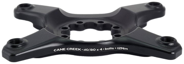 Araña de plato Cane Creek eeWings - 4 tornillos 110 80 BCD asimétrico, montaje de 8 tornillos, sistemas Shimano GRX 1x 2x, negro