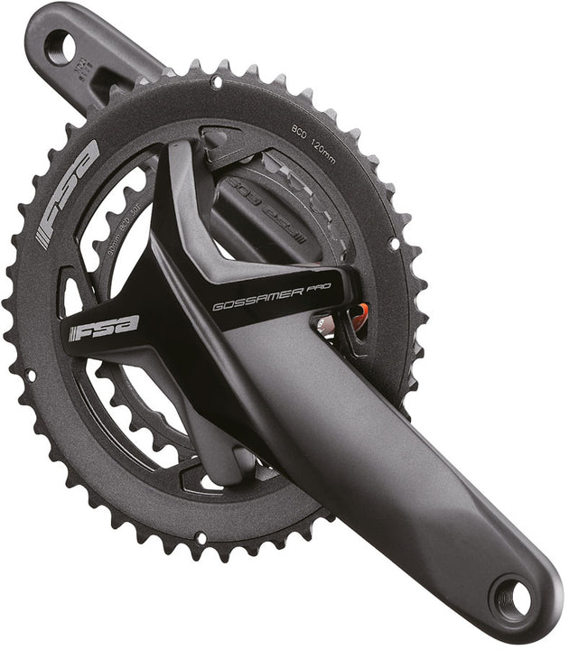 Juego de bielas FSA Gossamer Pro Advanced, 2 platos 48/32 dientes, longitud de brazo de 165 mm, eje 386EVO, 120/90BCD, color negro