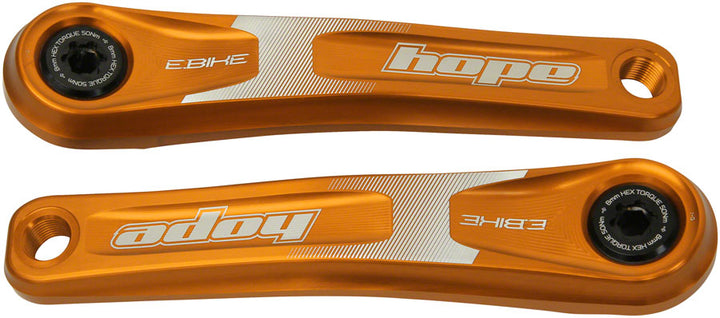Juego de bielas Hope para bicicleta eléctrica - ISIS de 155 mm, desplazamiento estándar, color naranja