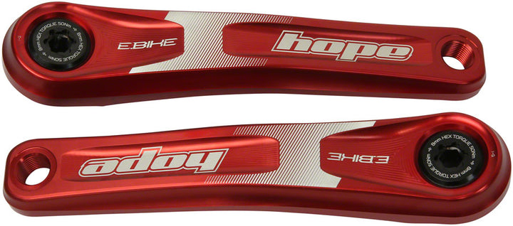 Juego de bielas Hope para bicicleta eléctrica - ISIS de 155 mm con desplazamiento estándar, color rojo
