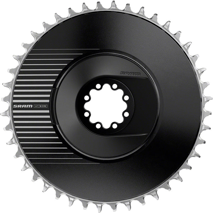 Plato SRAM RED Aero X-Sync de montaje directo - 44 dientes, 12 velocidades, 8 tornillos, montaje directo, 6,5 mm de desplazamiento, negro E1