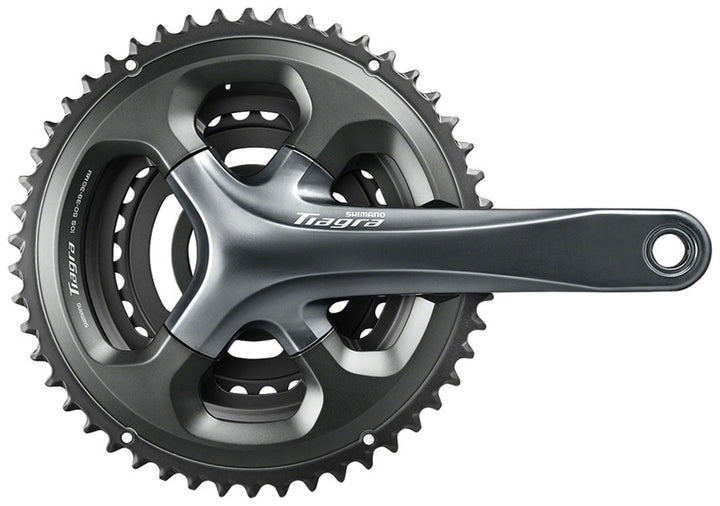 Juego de bielas Shimano Tiagra FC-4703 - 175 mm, 10 velocidades, 50/39/30 dientes, 110/74 BCD asimétrico, interfaz de eje Hollowtech II, color gris
