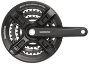 Juego de bielas Shimano Altus FC-M311 - 170 mm, 7/8 velocidades, 48/38/28 dientes, cono cuadrado remachado, interfaz de eje JIS, negro