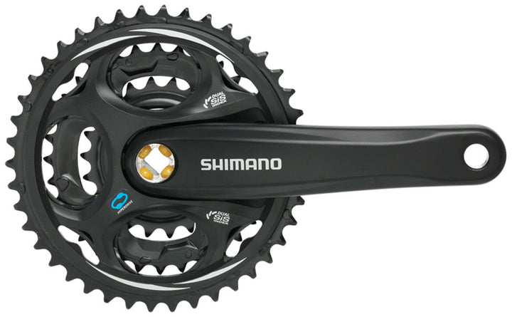 Juego de bielas Shimano Altus FC-M311 - 175 mm, 7/8 velocidades, 42/32/22 dientes, cono cuadrado remachado, interfaz de eje JIS, negro
