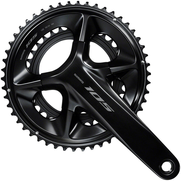 Juego de bielas Shimano 105 FC-R7100 - 165 mm, 12 velocidades, 50/34 dientes, 110 BCD asimétrico, interfaz de eje Hollowtech II, negro