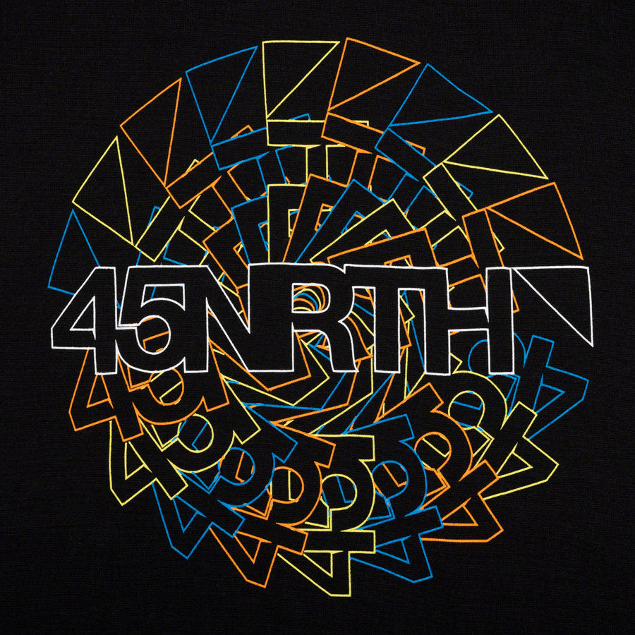 Camiseta de lana rúnica 45NRTH - Unisex, negra, talla extra pequeña