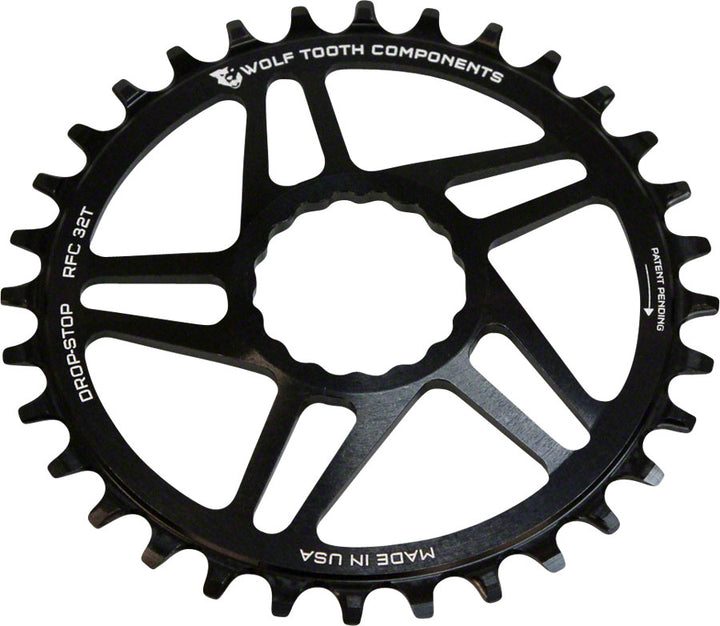 Plato de montaje directo Wolf Tooth - 28 dientes RaceFace/Easton CINCH, montaje directo, Drop-Stop A, desplazamiento de 6 mm, negro