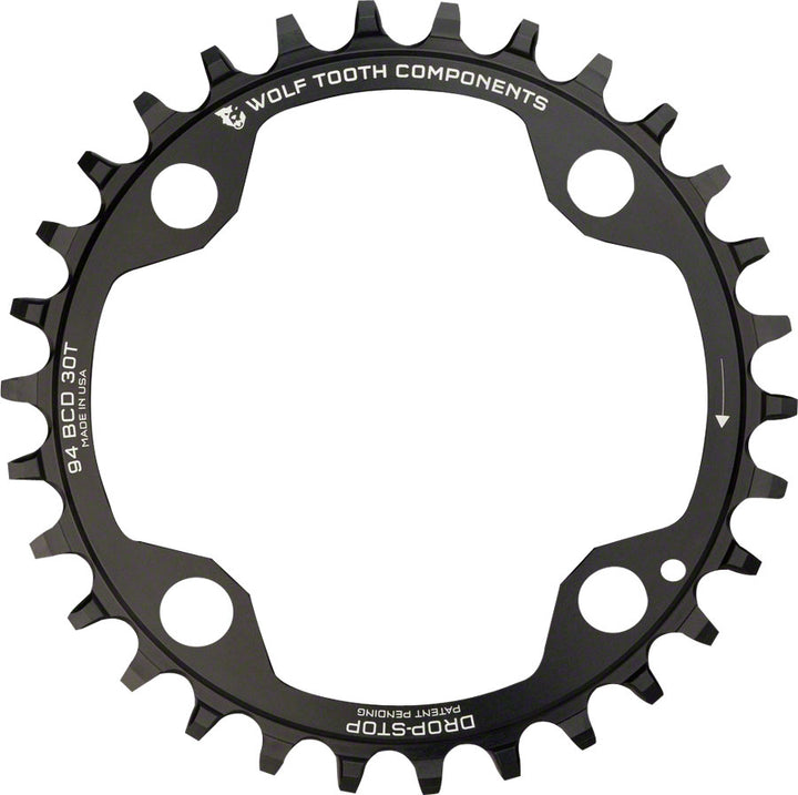 Plato Wolf Tooth 94 BCD - 32 dientes, 94 BCD, 4 tornillos, tope de caída para bielas SRAM, color negro