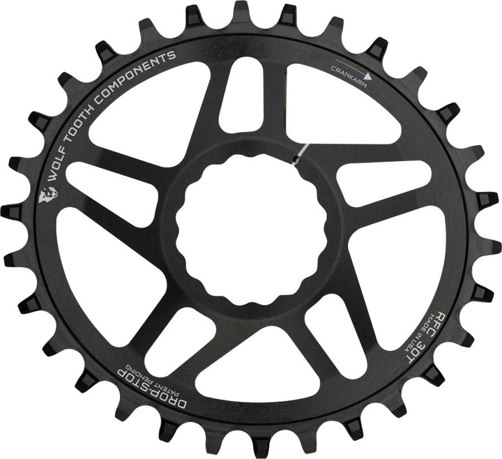 Wolf Tooth Elliptical Direct Mount Chainring - 34t RaceFace/Easton CINCH Direct Mount Drop-Stop A For Boost Cranks 3mm Offset - Black