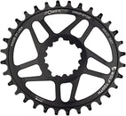 Plato elíptico de montaje directo Wolf Tooth - 32 dientes SRAM Direct Mount Drop-Stop A para bielas SRAM BB30 de eje corto, desplazamiento de 0 mm, color negro