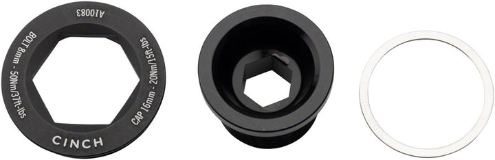 Juego de pernos de cigüeñal y extractor RaceFace CINCH - M18x15 Negro Mate