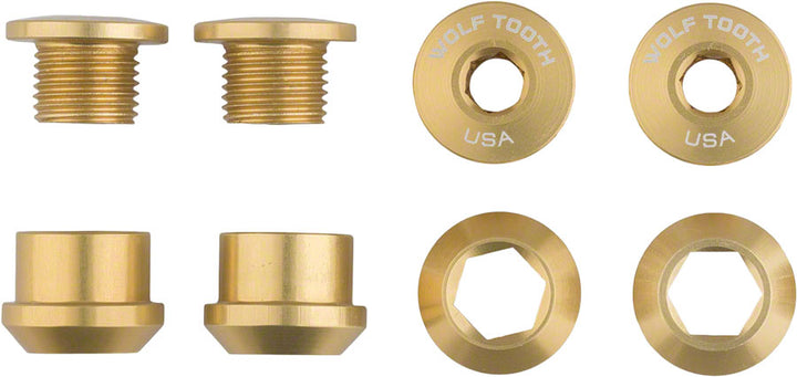 Juego de 1 perno para plato Wolf Tooth - Juego de 4 tornillos hexagonales dobles de 6 mm, dorados