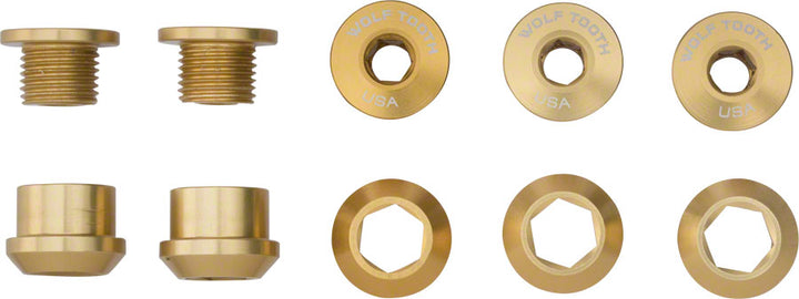 Juego de 1 perno para plato Wolf Tooth - Juego de 5 tornillos hexagonales dobles de 6 mm (dorados)
