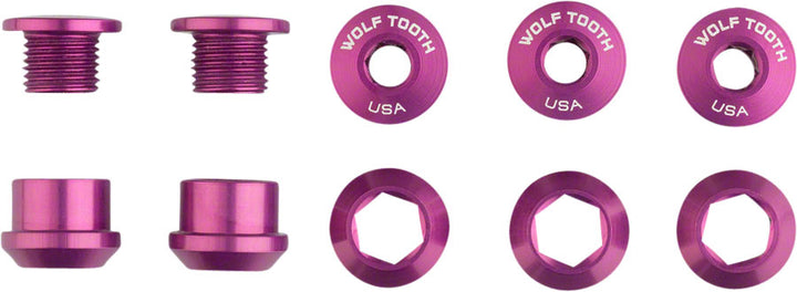 Juego de 1 perno para plato Wolf Tooth - Juego de 5 tornillos hexagonales dobles de 6 mm, color morado