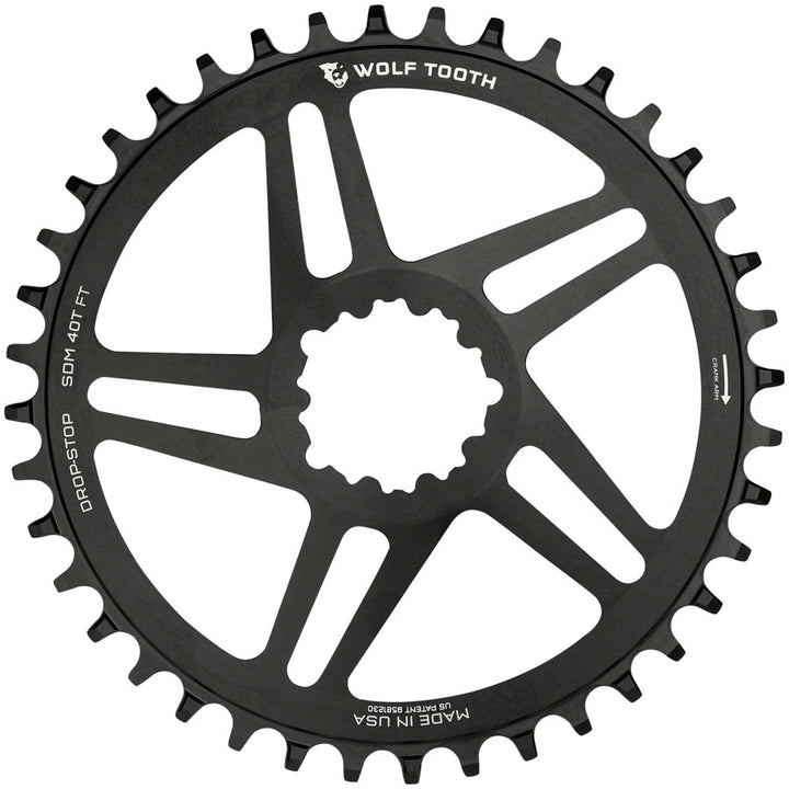 Plato Wolf Tooth de montaje directo - 42 dientes, montaje directo SRAM para SRAM, 3 tornillos, desplazamiento de 6 mm, Drop-Stop B, compatible con Flattop, negro