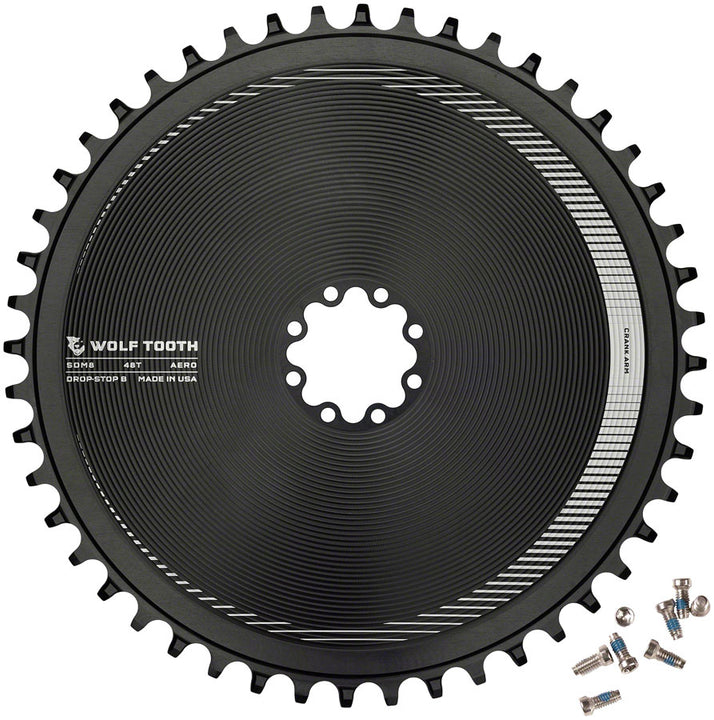 Plato Wolf Tooth Aero de montaje directo - 48 dientes, montaje directo, SRAM, 8 tornillos, Drop-Stop B BLK