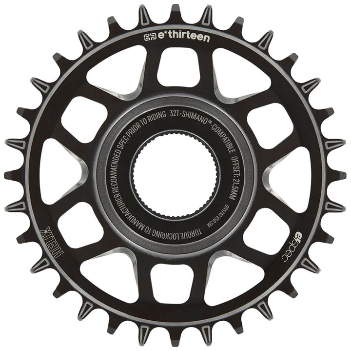 Plato e*thirteen Helix Core e*spec de 32 dientes con montaje directo Shimano, línea de cadena de 55 mm, desplazamiento de 21,5 mm, compatible con Shimano/Sram de 11/12 velocidades, color negro