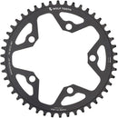 Plato Wolf Tooth 110 BCD Gravel CX Road - 46 dientes, 110 BCD, 5 tornillos, tope de caída ST para cadenas Shimano HG+ KMC de 12 velocidades, negro