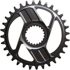 Plato Shimano XTR SM-CRM96 de 1x montaje directo - 32 dientes. Montaje directo Shimano para cadena HG+ de 12 velocidades. Compatible con bielas M9200 y M9220. Gris oscuro.
