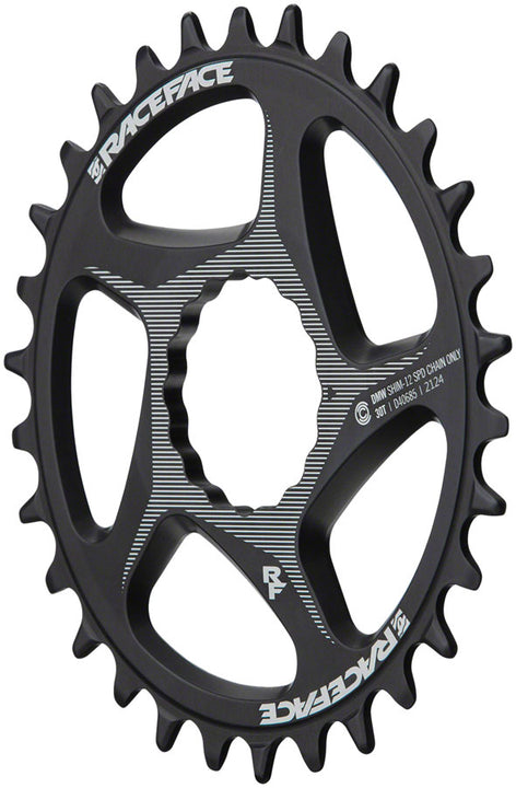Plato ancho de montaje directo RaceFace - 30 dientes DM CINCH para cadena compatible con Shimano HG+ de 12 velocidades, color negro