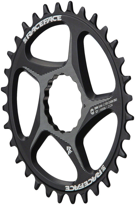 Plato ancho de montaje directo RaceFace - 34 dientes DM CINCH para cadena compatible con Shimano HG+ de 12 velocidades, color negro