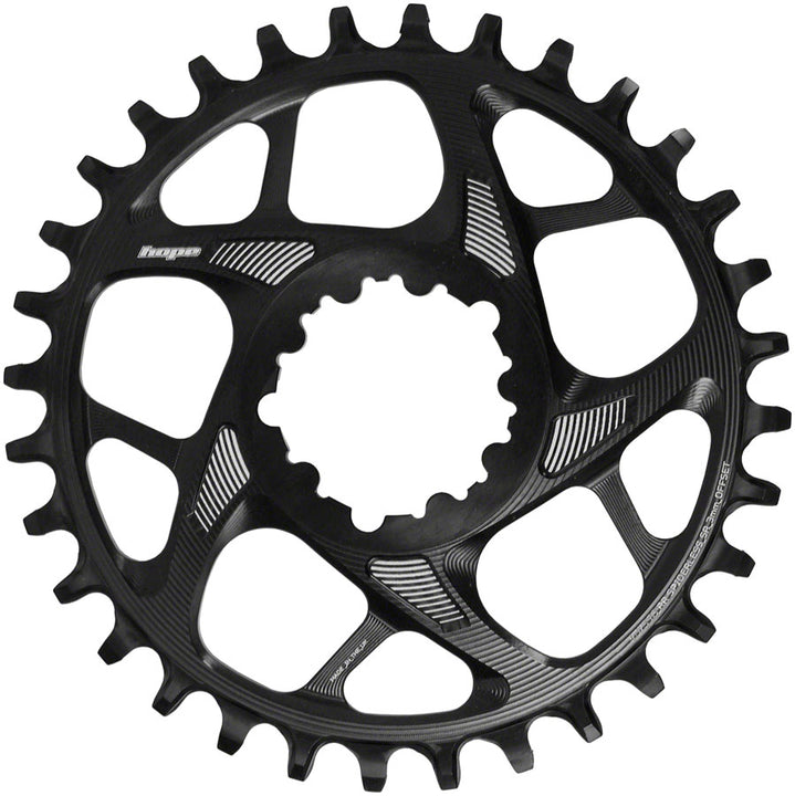 Plato Hope Spiderless Retainer - 28 dientes SRAM Direct Mount, 3 mm de desplazamiento, R22, negro