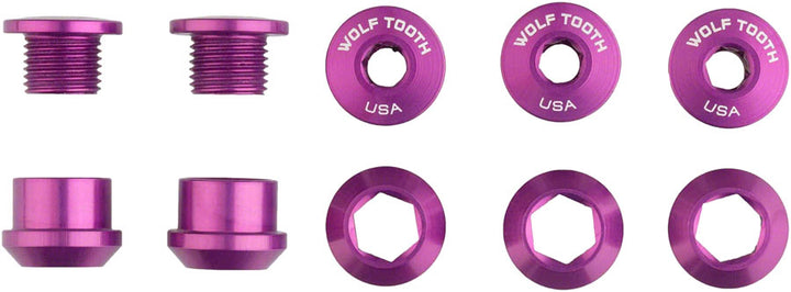 Juego de 1 perno para plato Wolf Tooth - Juego de 5 tornillos hexagonales dobles de 6 mm (morado ultravioleta)