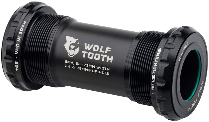 Eje de pedalier Wolf Tooth - Inglés (BSA) 68/73 mm para eje de 24 mm, negro